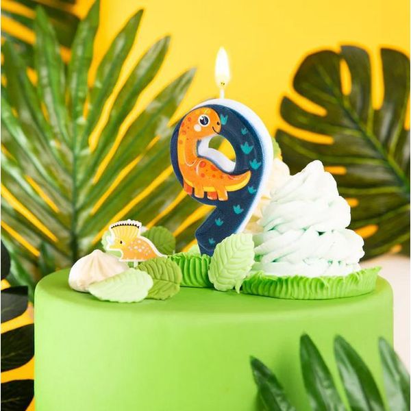 Candela Per Torta Numero 9 Nine Dino Dinosaurier-image