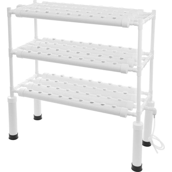 Kit Di Coltivazione Idroponica - Sistema Di Tubi In Pvc - 108 Fori Di Impianto - 3 Livelli - Per Ortaggi Ed Erbe Aromatiche - Bianco-image