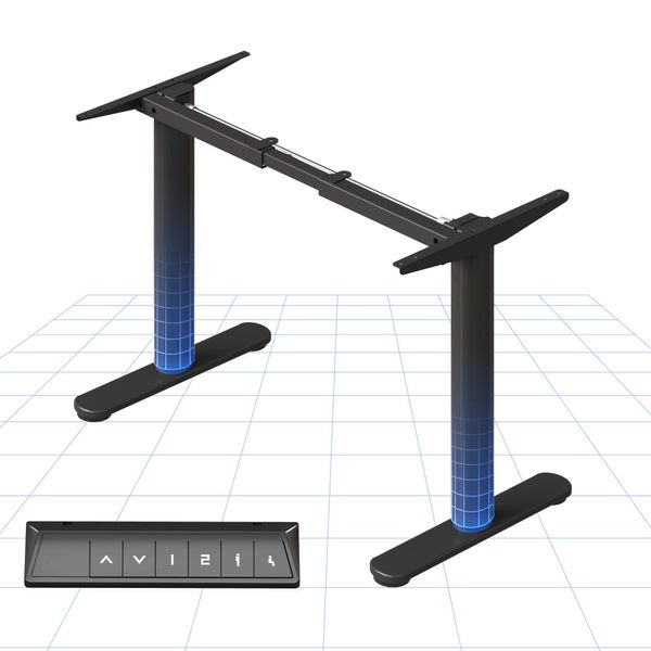 Flexispot Cylinex Scrivania Regolabile In Altezza Con Eleganti Gambe Arrotondate Capacità Di Carico 80 Kg 4 Funzioni Di Memoria, Protezione Anticollisione Nero-image