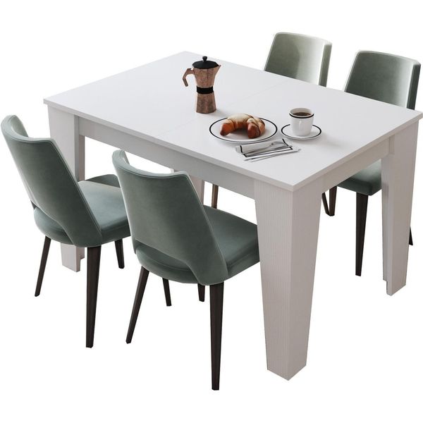 Dmora Tavolo Allungabile Pizzoli 160X80X78H Cm Bianco, Allungabile Meccanismo Estensione Allunga Centrale-image