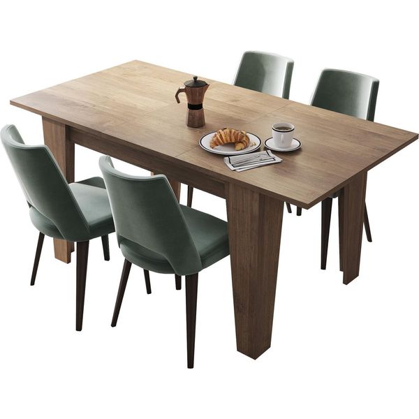 Dmora Tavolo Allungabile Pizzoli 160X80X78H Cm Marrone Noce, Allungabile Meccanismo Estensione Allunga Centrale-image