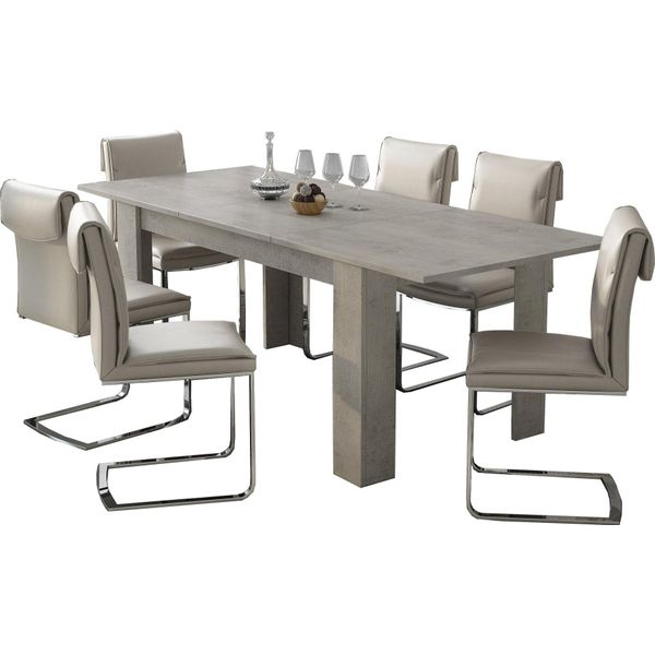 Dmora Tavolo Allungabile Campora 220X90X75H Cm Grigio Cemento, Allungabile Meccanismo Estensione Allunga Centrale-image