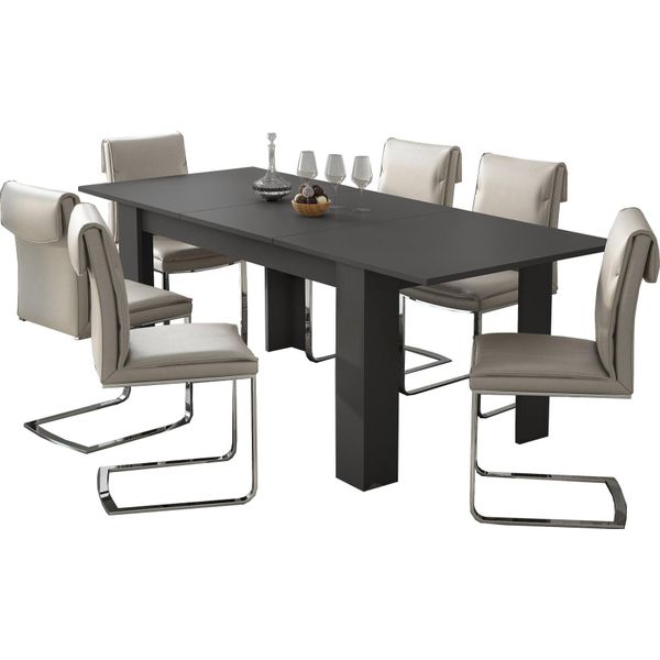 Dmora Tavolo Allungabile Campora 220X90X75H Cm Nero Antracite, Allungabile Meccanismo Estensione Allunga Centrale-image