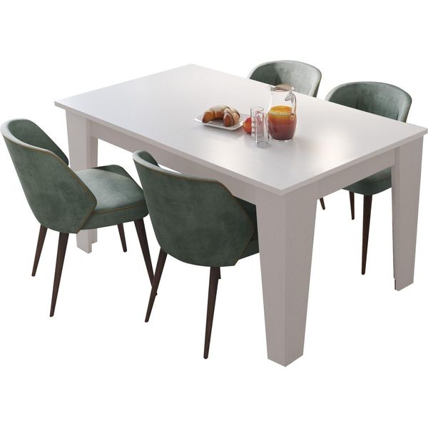 Dmora Tavolo Allungabile Salmour 200X88X78H Cm Bianco, Allungabile Meccanismo Estensione Allunga Centrale-image