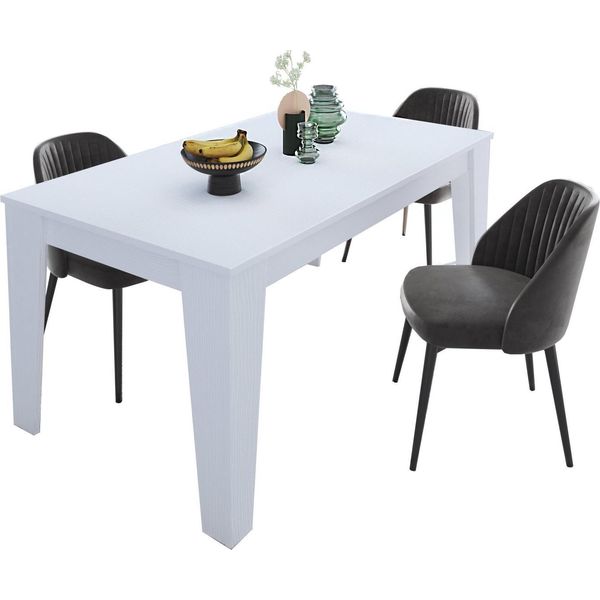 Dmora Tavolo Allungabile Sassetta 220X88X78H Cm Bianco, Allungabile Meccanismo Estensione Allunga Centrale-image