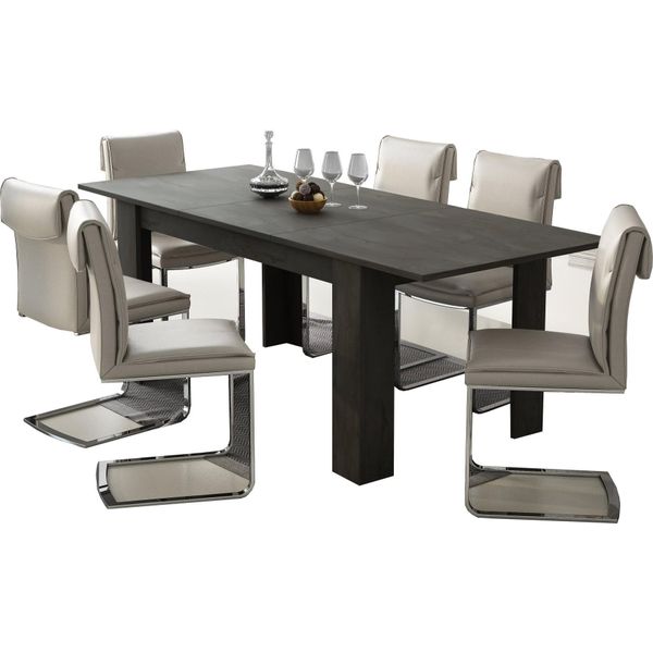 Dmora Tavolo Allungabile Marene 200X90X75H Cm Nero Antracite, Allungabile Meccanismo Estensione Allunga Centrale-image