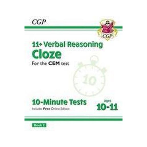 11+ Cem 10-Minute Tests: Ragionamento Verbale Cloze - Età 10-11 Libro 2 (Con Edizione Online)-image