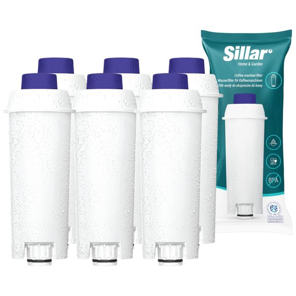 Filtro Acqua Sillar 6× Compatibile Con Le Macchine Da Caffè Completamente Automatiche De'longhi - Filtro Di Ricambio Per DLS-C002 / SER3017-image