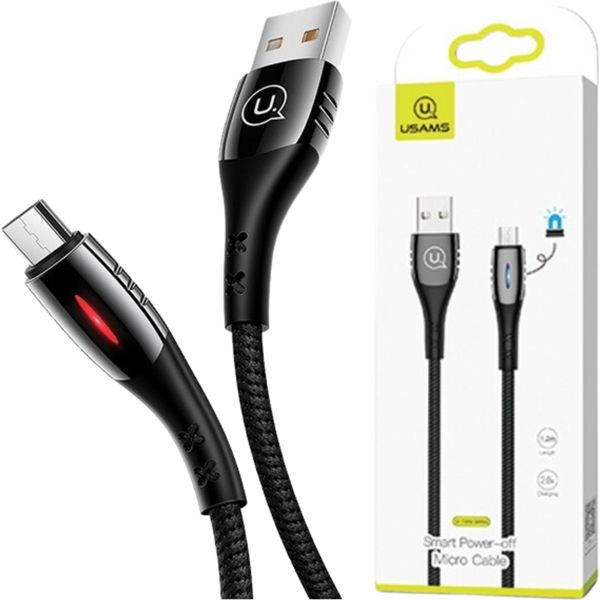 Usams U-Tone Microusb Cavo Intrecciato 1,2 M Off 2 A Ricarica Rapida Nero/Nero Sj346Usb01 (Us-Sj346)-image