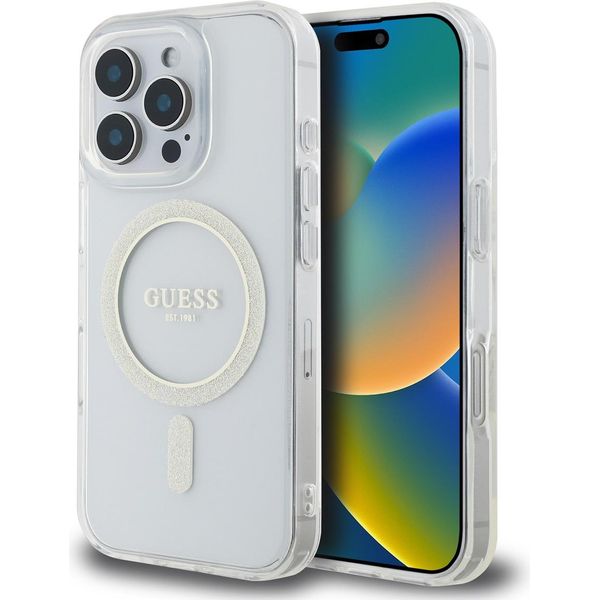 Guess Guhmp16Xhfgeret Iphone 16 Promax 6.9 PrzeźRoczysty/Transparent Hardcase Iml Glitter Circle Magsafe-image