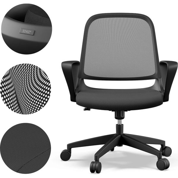 Sedia Da Ufficio Ergonomica Sense7 Sopty, Sedia Da Scrivania Con Funzione Dondolo, Sedia Da Ufficio Regolabile In Altezza, Nera-image