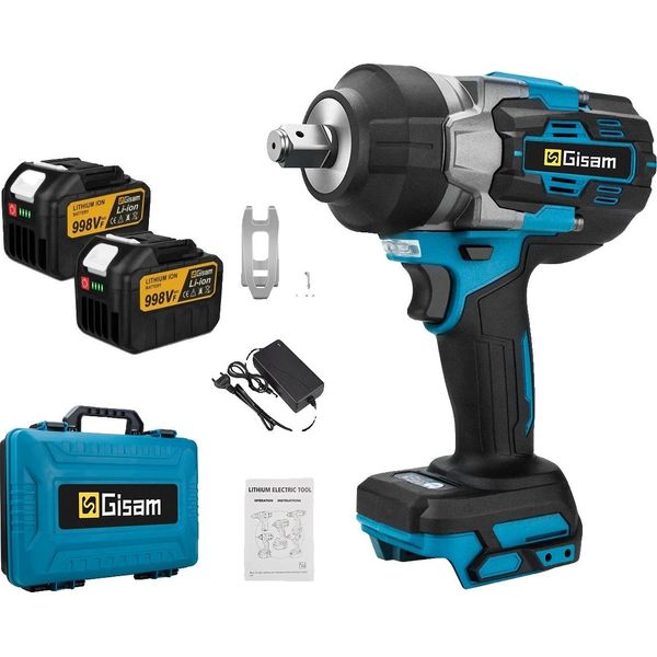 Avvitatore Elettrico A Impulsi, Coppia 2800Nm, Motore Brushless, 2 Batterie Scatola Di Plastica-image