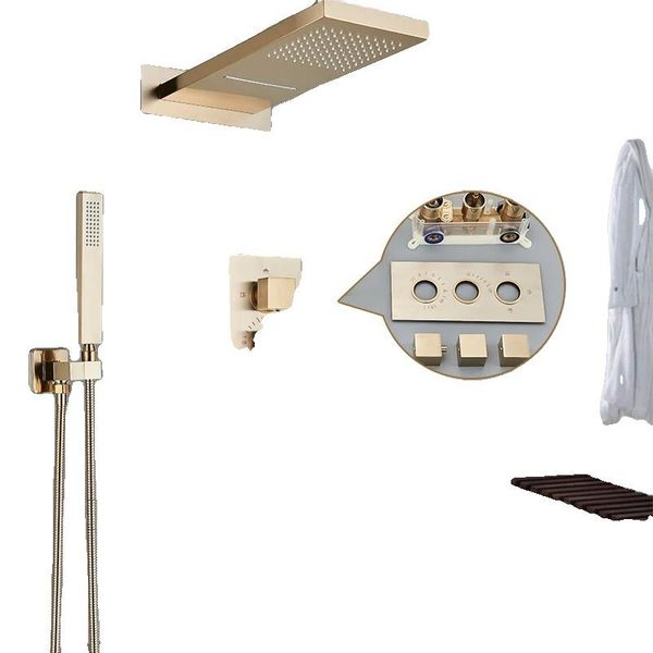 Sistema Doccia Termostatico, Design Contemporaneo, Comando Monocomando, Oro Spazzolato-image