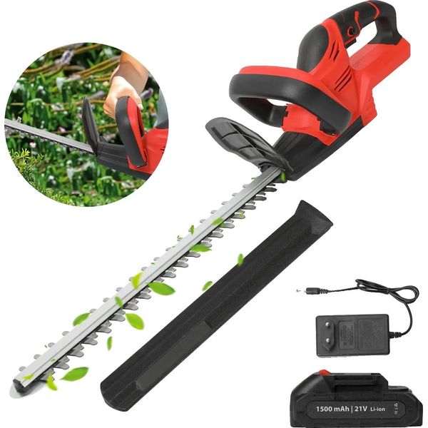 Tagliasiepi Elettrico, Motore Senza Spazzole, Design Ergonomico, Rosso 1*Batteria-image