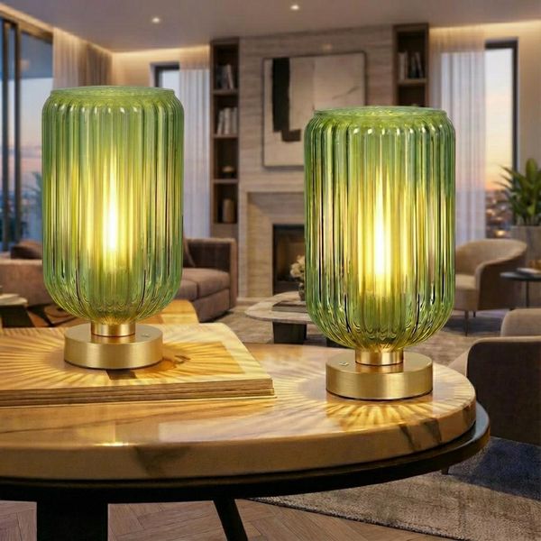 2X Lampada Da Tavolo Cordless Dimmerabile Lampada Da Comodino Touch Led Ricaricabile Lampada A 3 Stadi Di Luce Calda Senza Cavo Luce Notturna Usb Ricaricabile Soggiorno Camera Da Letto-image