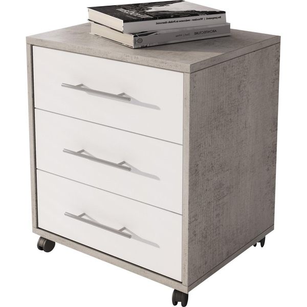 Dmora Cassettiera Pisano 43X40X57H Cm Grigio Cemento, 3 Cassetti Apertura Scorrevole-image