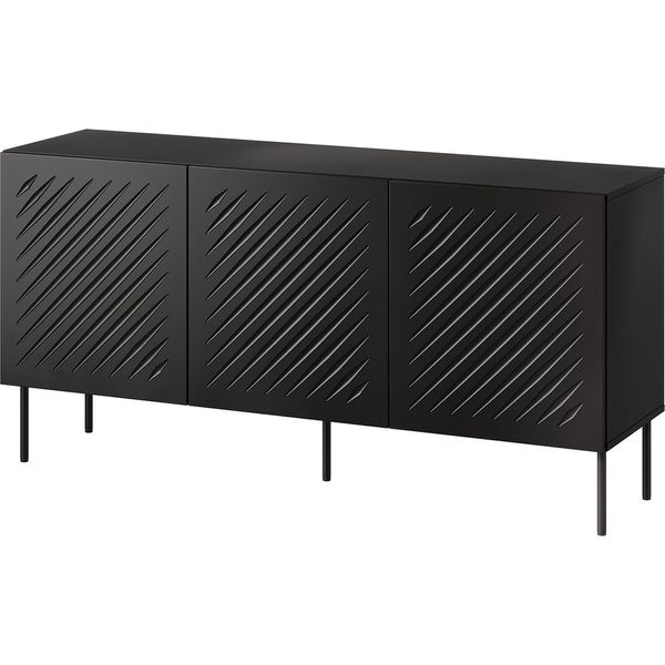 Dmora Credenza Stilo 150.5X42X75H Cm Nero, Un Ripiano 3 Vani-image