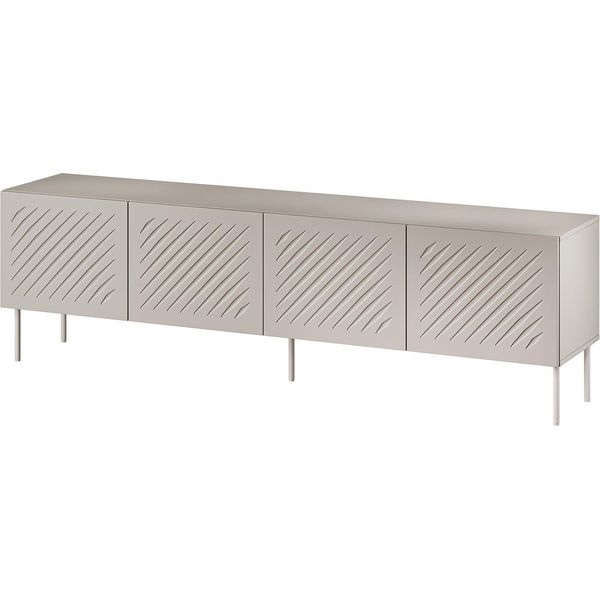 Dmora Mobile Porta Tv Ronca 200.5X42X60H Cm Beige, Un Ripiano 4 Vani-image