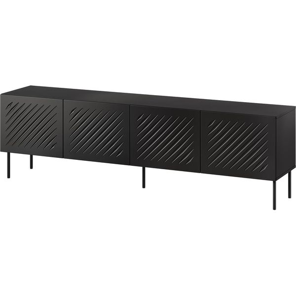Dmora Mobile Porta Tv Ronca 200.5X42X60H Cm Nero, Un Ripiano Modulabile-image