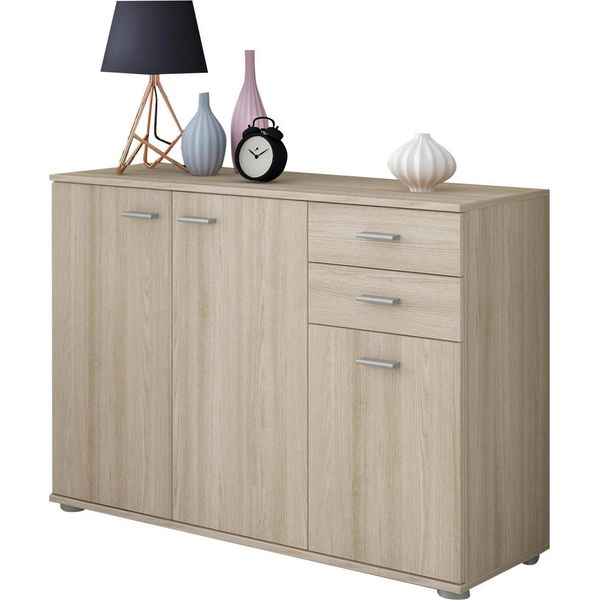 Dmora Credenza Meldola 103X34X74H Cm Marrone Rovere Nodi, 2 Cassetti Un Ripiano-image