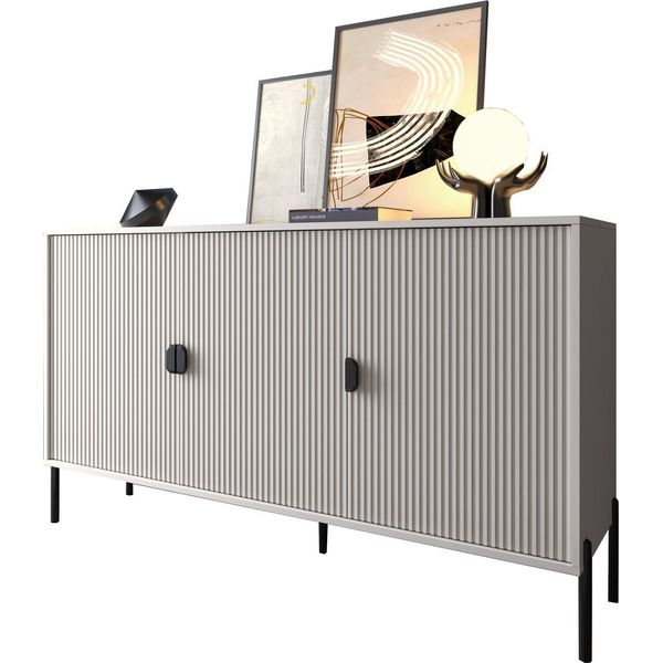 Dmora Credenza Parenti 203.4X49X83H Cm Beige, Ripiani Cassetti-image