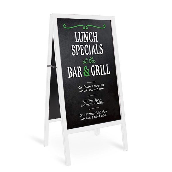 Fativo Cavalletto Pubblicitario Con Lavagna Magnetica 74 × 44 Cm – Lavagna Pubblicitaria In Legno Bifacciale, Cavalletto Pieghevole, Grigio-image