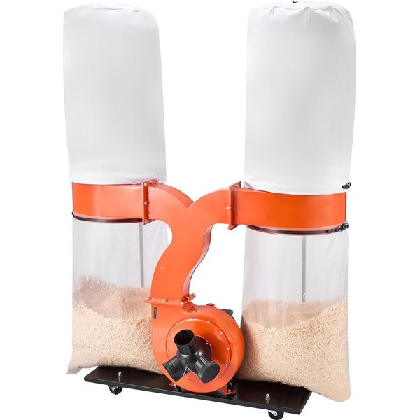 Sistema Di Aspirazione Vevor, 2634,47 M³/H Sistema Di Aspirazione Trucioli Da 2,5 Micron, Sistema Di Raccolta Segatura Da 3,0 Cv Con Due Sacchi Di Raccolta Polveri Da 132,5 L E Due Sacchi Filtro Da 159 L, 2800 Giri/Min, Tessuto Non Tessuto-image