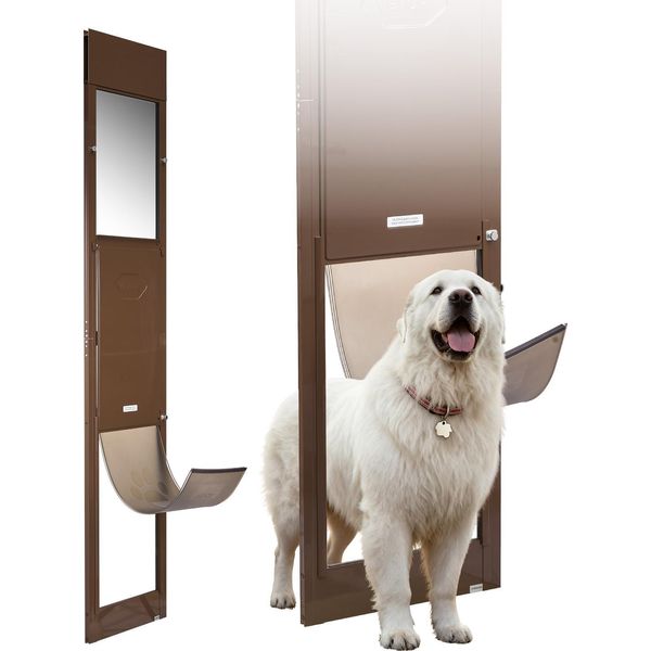 Porta Per Cani Vevor Per Porta Scorrevole In Vetro, Regolabile In Altezza Da 1927 A 2040 Mm, Telaio In Lega Di Alluminio Con Cerniere Girevoli E Serratura, Dimensioni Tenda 346 X 600 Mm, Sportello Per Cani Bianco-image
