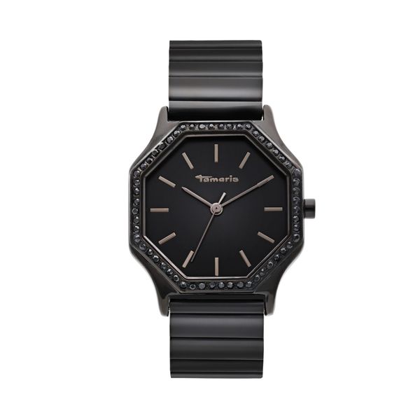 Quarzuhr Tamaris, Schwarz, Armbanduhren, Damen, Quarzuhr, Armbanduhr, Damenuhr, Edelstahlarmband, Analog, Zirkonia (Synth.)-image