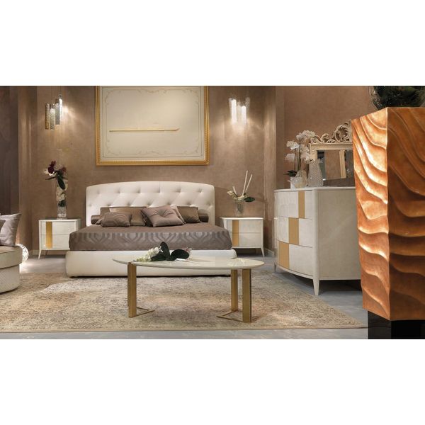 Mobili In Stile Italiano Set 4 Pezzi Letto + 2X Comodino + Cassettiera Camera Da Letto-image