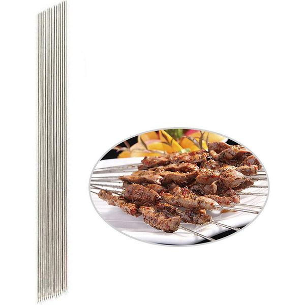 30X Spiedini Per Barbecue In Acciaio Inox �C Spiedini Rotondi, Lunghi 30 Cm, Riutilizzabili-image