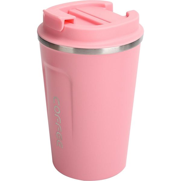 Tazza Di Caffè Portatile Per Auto A Prova Di Fuoriuscita In Acciaio Inox A Doppio Strato Da 380 Ml (Rosa)-image