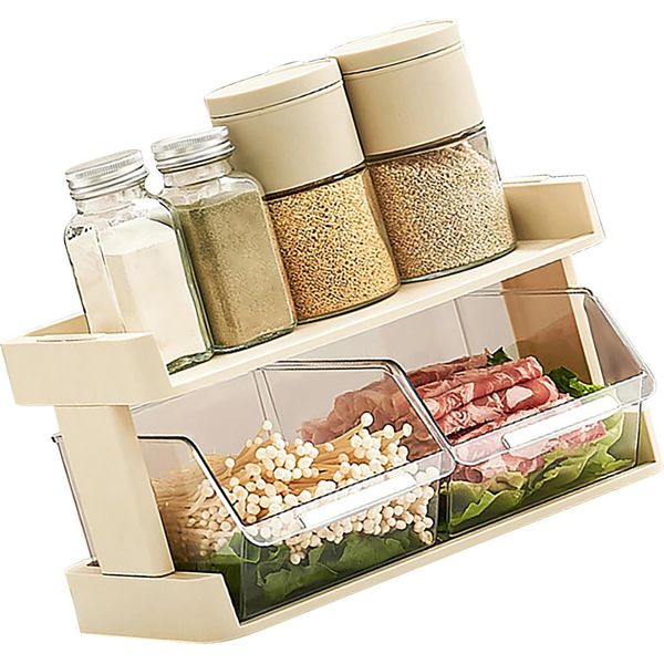 Cucina Verdura Storage Rack Multi Strati Spezia Ripiano Di Stoccaggio Vassoio Per Il Cibo Preparato Hotpot Cibo 2 Strati-image