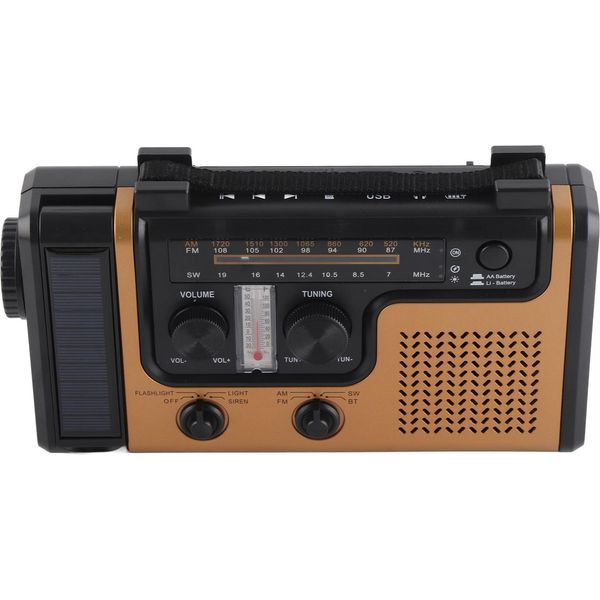 Radio Portatile Led Solare A Manovella 2000Mah Am Fm Sw Radio Di Emergenza Meteo Con Torcia Elettrica-image