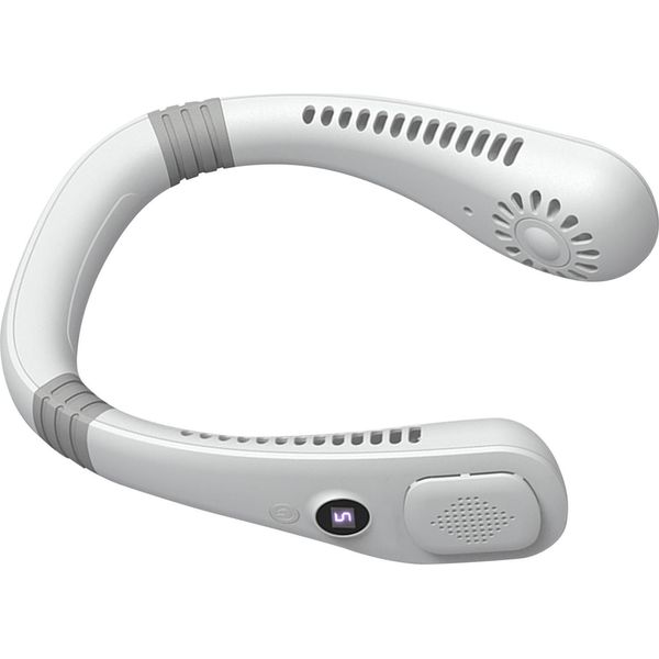 Ventilatore Portatile Da Collo A Mani Libere Ventilatore Senza Pale Usb Ricaricabile Silenzioso E Pieghevole Ventilatore Personale Indossabile Con Display Digitale A 5 Velocità Bianco-image