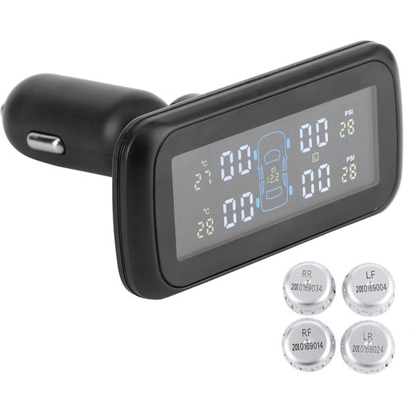 Sistema Di Monitoraggio Della Pressione Degli Pneumatici Senza Fili Display Lcd Monitor Auto Tpms Con 4 Sensori-image
