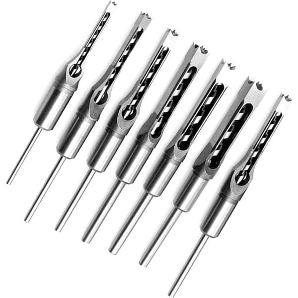 7Pcs Piazza Foro Trapano Bit Falegnameria Hole Saw Mortising Scalpello Acciaio Trapano Bit Set 1/4 Di Pollice, 5/16 Di Pollice, 3/8 Di Pollice, 2/5 Di Pollice, 1/2 Pollice, 9/16 Di Pollice, 5/8 Di Pollice Per Il Legno-image