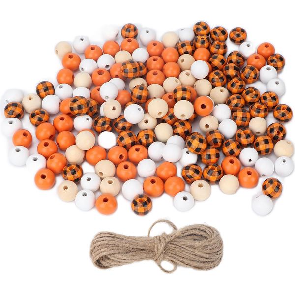 200Pcs Perline Di Legno Rotonde In Legno Agriturismo Perline Distanziatore Decorativo Per Fai Da Te Ghirlanda Artigianato Gioielli Makingorange-image