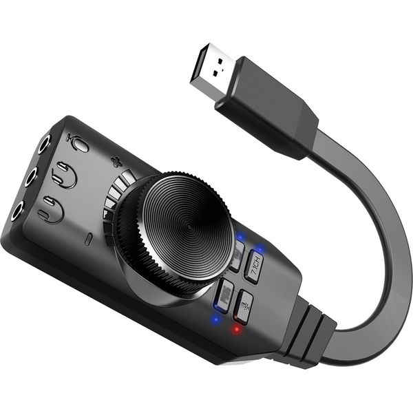GS3 Usb 2.0 Scheda Audio Esterna Adattatore Scheda Audio Virtuale A 7.1 Canali Plug And Play Con Jack Per Cuffie E Microfono Controllo Volume Mute Mic Giochi Effetto Sonoro Versione Aggiornata Per Pc Desktop Laptop-image