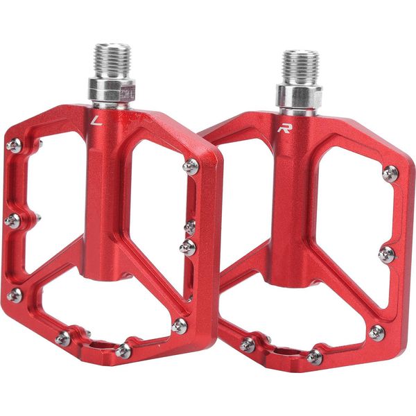 Drfeify 1 Paio Di Pedali Piatti Per Bicicletta, Pedali Antiscivolo In Lega Di Alluminio Ad Alta Resistenza, Ricambi Per Mountain Bike (Rosso)-image