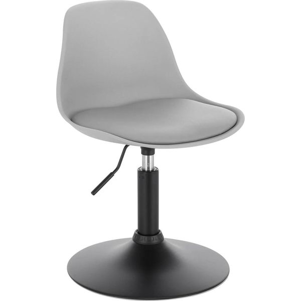 Sgabello Da Bar - Sedia Girevole Regolabile In Altezza - Con Schienale - Pelle Fintapoliuretano- Girevole A 360° - Altezza Seduta 37,5-49 Cm - Portata Fino A 120 Kg - Grigio-image