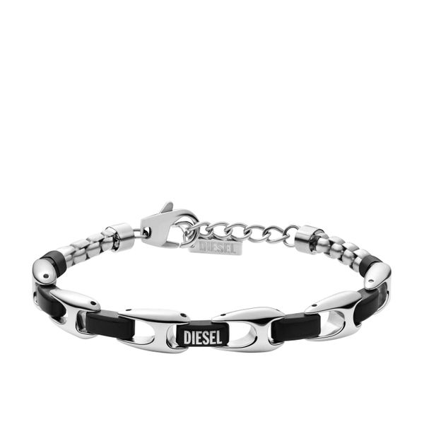 Armband Diesel "Schmuck Geschenk Edelstahl Armschmuck Metamorph", Edelstahlfarben, Schwarz, ArmbäNder, Damen, 21Cm, Edelstahl, Armband-image