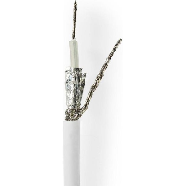 Cavo Coassiale Su Bobin | RG58C/U | 50 Ohm | Doppia Schermatura | Eca | 25,0 M | Coax | Pvc | Bianco | Confezione Regalo-image