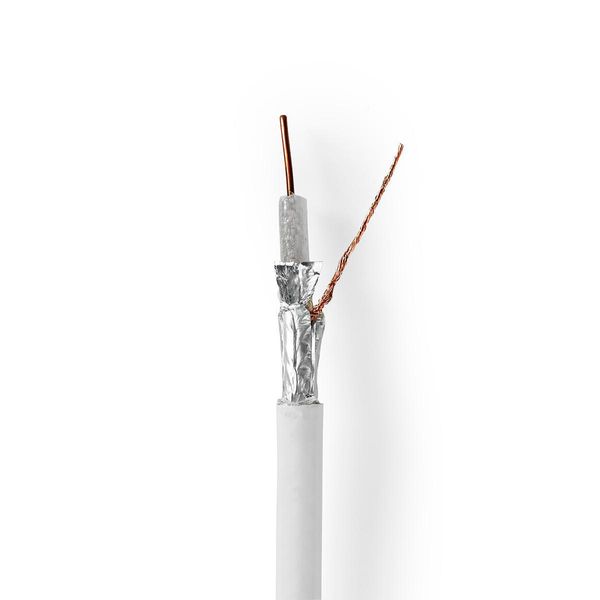 Cavo Coassiale Su Bobin | Sicuro 4G/LTE | 75 Ohm | Tripla Protezione | Eca | 10,0 M | Coax | Pvc | Bianco | Bobina-image