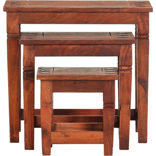 Syfax™ Tavolini Impilabili 3 Pz In Legno Massello Di Acacia-image