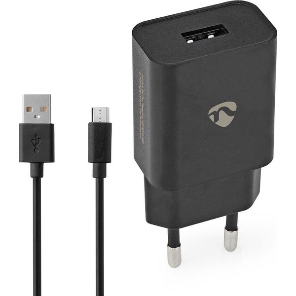 Caricatore Da Parete | 12 W | Funzione Di Ricarica Rapida | 1X 2,1 A A | Numero Di Uscite: 1 | USB-A | Cavo Micro Usb (Sciolto) | 1,00 M | Uscita A Tensione Singola-image