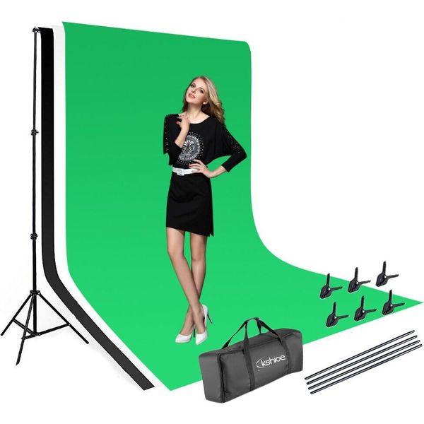 Fch Supporto Per Studio Fotografico, Sfondo Fotografico, Sistema Di Supporto Regolabile Per Studio Fotografico Con 1 Borsa Per Il Trasporto, 3 Sfondi E 6 Clip Per La Fotografia Di Ritratto-image