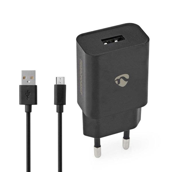 Caricatore Da Parete | 5 W | Funzione Di Ricarica Rapida | 1,0 A A | Numero Di Uscite: 1 | USB-A | Cavo Micro Usb (Sciolto) | 1,00 M | Uscita A Tensione Singola-image