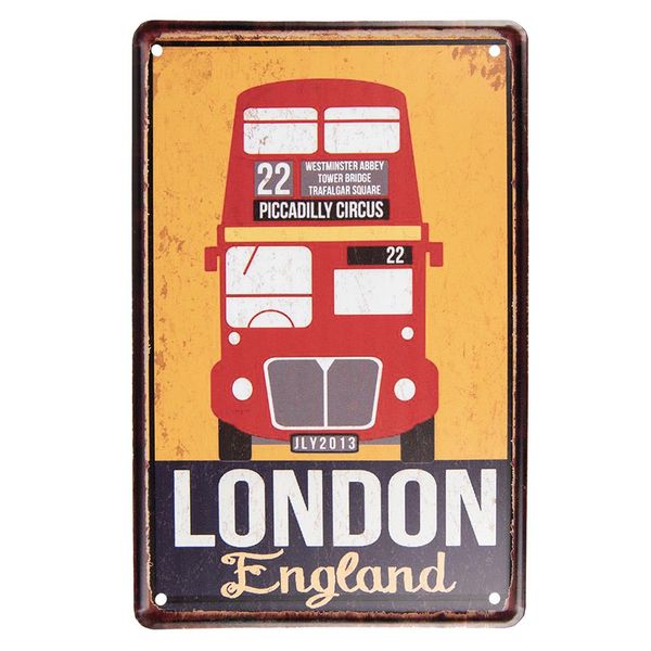 Clayre & Eef Decorazione Da Parete 20X30 Cm Gelb Rot Metall-image