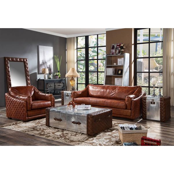 Divano Chesterfield A 3 Posti Chesterfield In Pelle Marrone Vintage Stile Mobili A Tre Posti-image